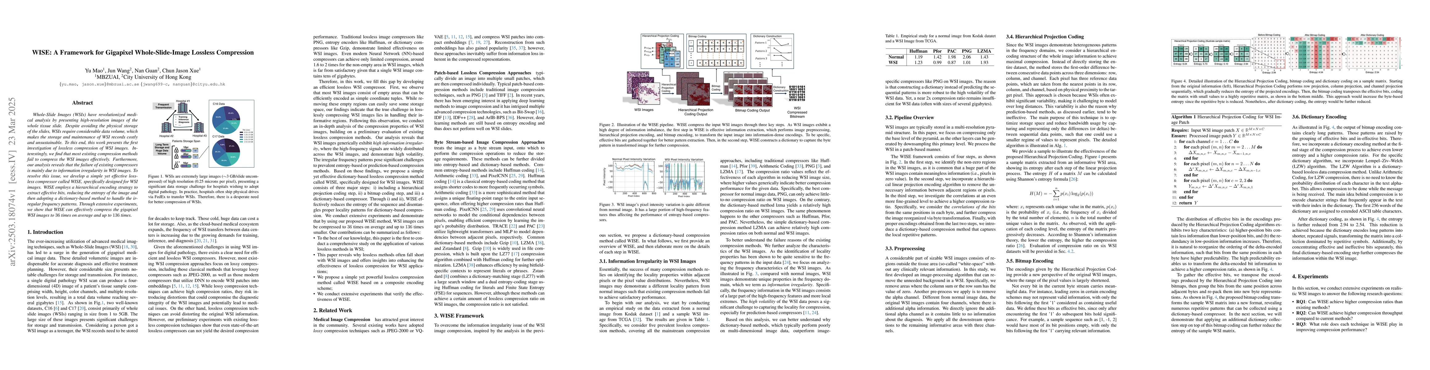Thumbnail for WISE: A Framework for Gigapixel Whole-Slide-Image Lossless Compression