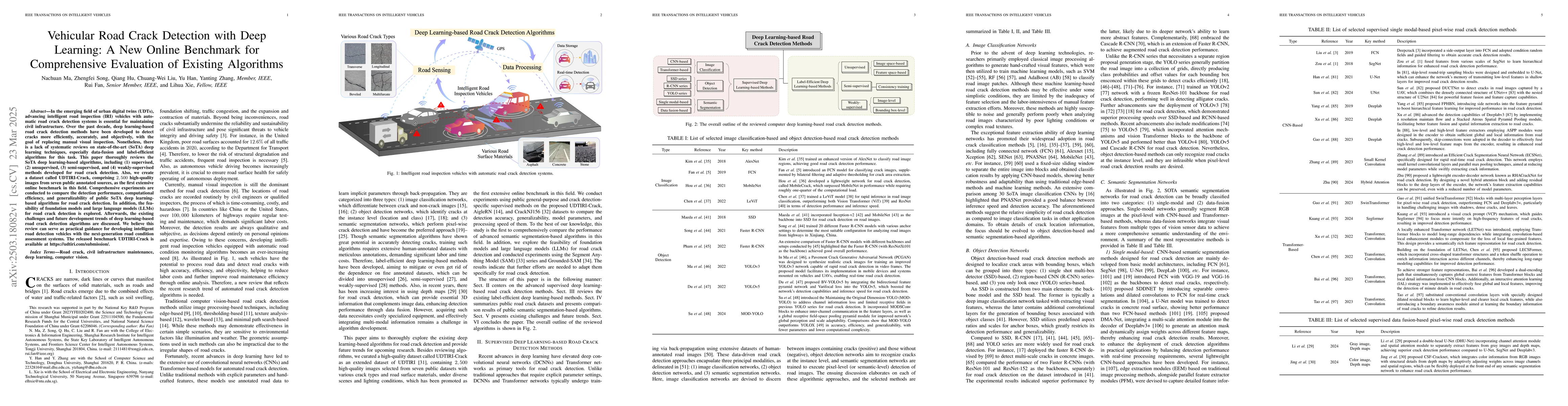 Thumbnail for Vehicular Road Crack Detection with Deep Learning: A New Online
  Benchmark for Comprehensive Evaluation of Existing Algorithms