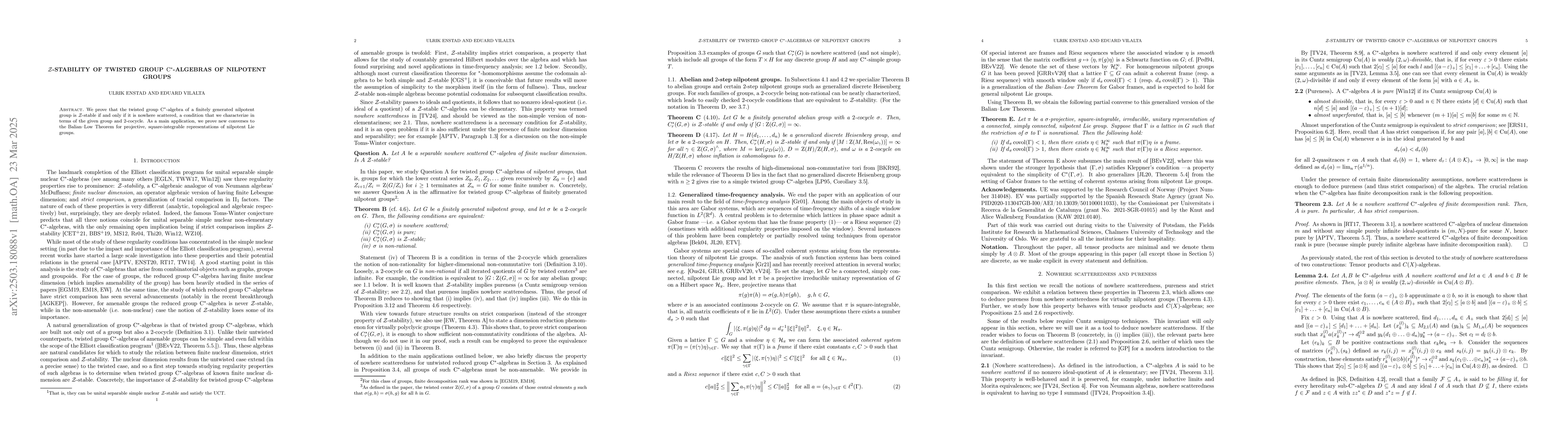 Thumbnail for $\mathcal{Z}$-stability of twisted group C*-algebras of nilpotent groups