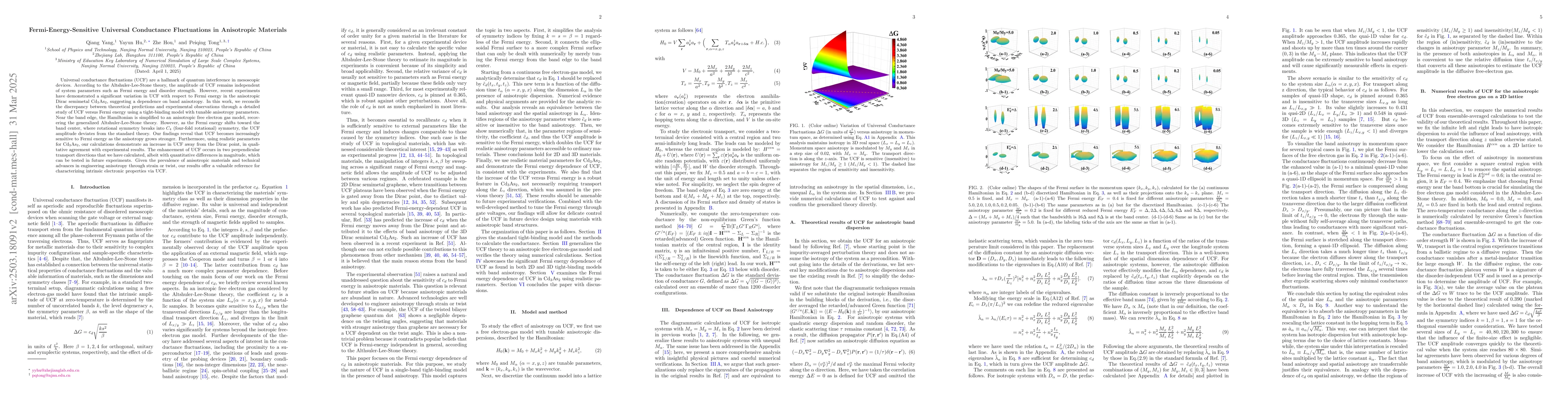Thumbnail for Fermi-Energy-Sensitive Universal Conductance Fluctuations in Anisotropic
  Materials