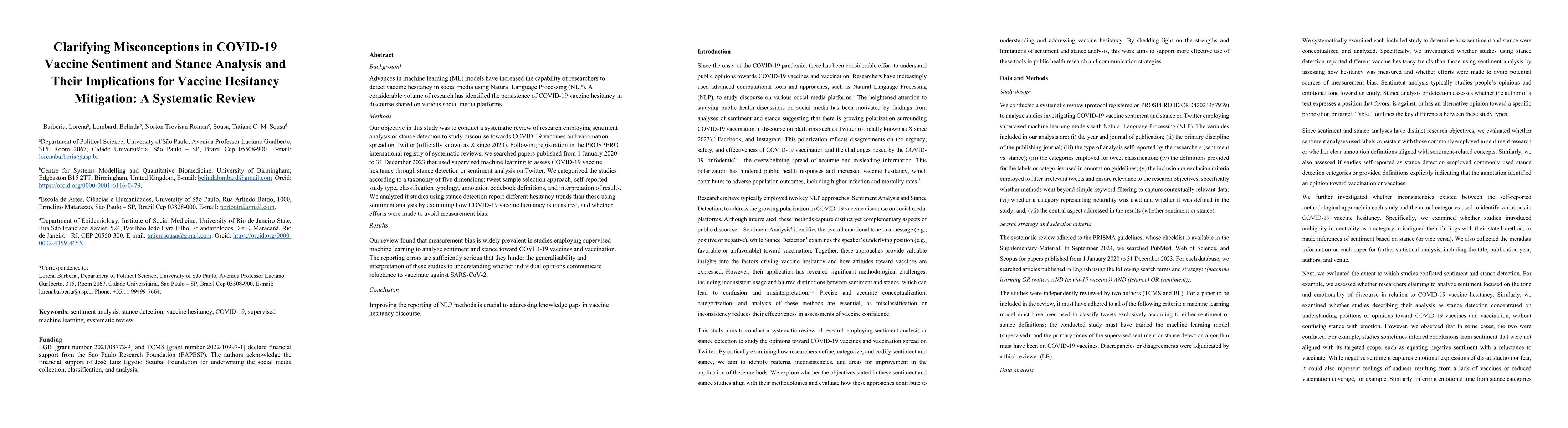 Thumbnail for Clarifying Misconceptions in COVID-19 Vaccine Sentiment and Stance
  Analysis and Their Implications for Vaccine Hesitancy Mitigation: A
  Systematic Review