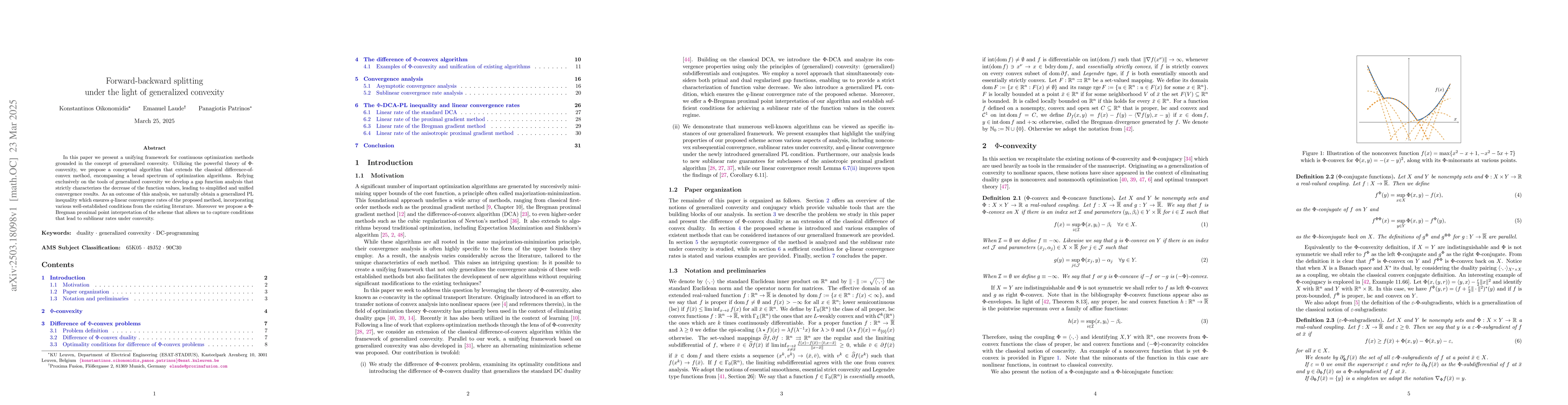 Thumbnail for Forward-backward splitting under the light of generalized convexity