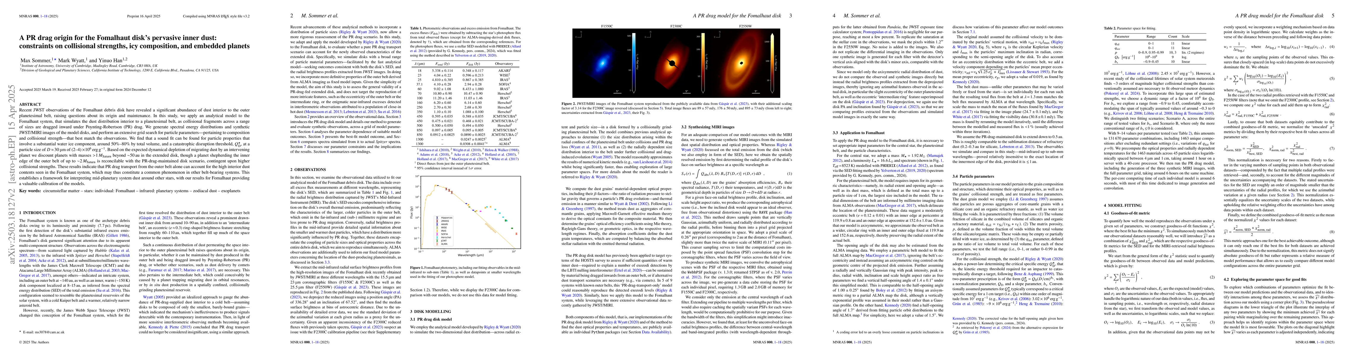 Thumbnail for A PR drag origin for the Fomalhaut disk's pervasive inner dust:
  constraints on collisional strengths, icy composition, and embedded planets