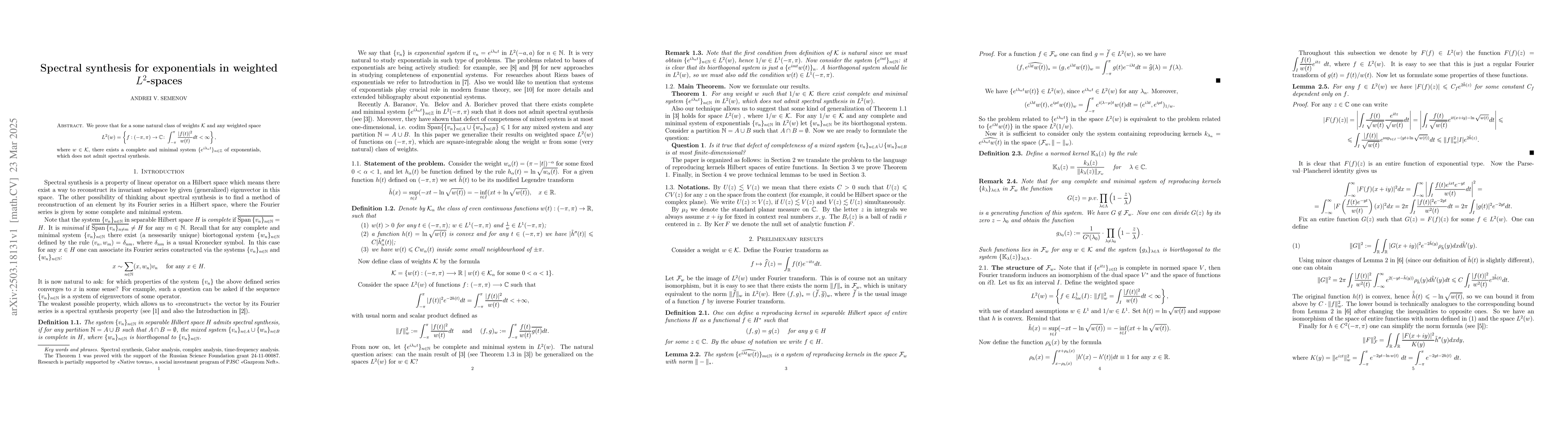 Thumbnail for Spectral synthesis for exponentials in weighted $L^2$-spaces