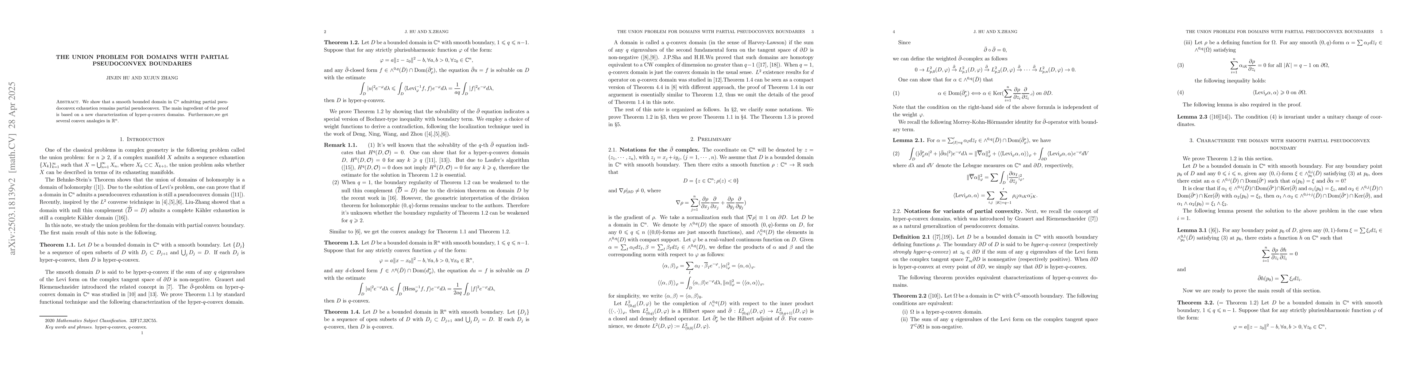 Thumbnail for The union problem for domains with partial pseudoconvex boundaries