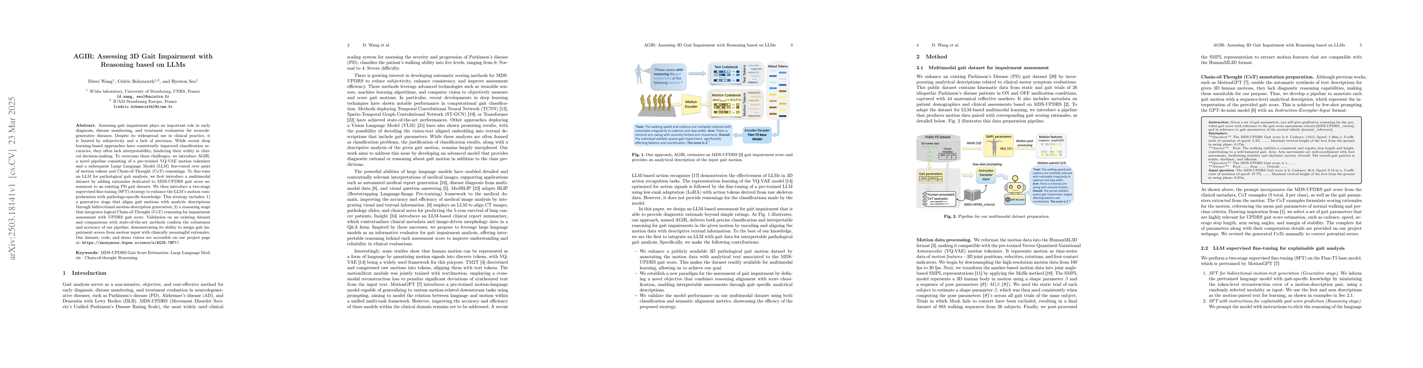 Thumbnail for AGIR: Assessing 3D Gait Impairment with Reasoning based on LLMs