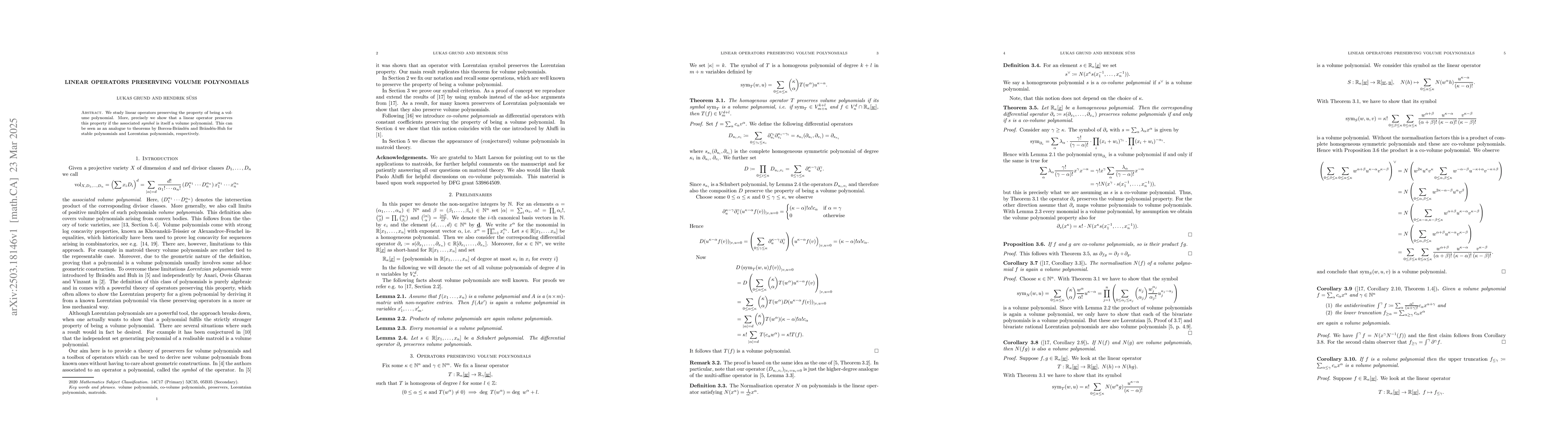 Thumbnail for Linear operators preserving volume polynomials