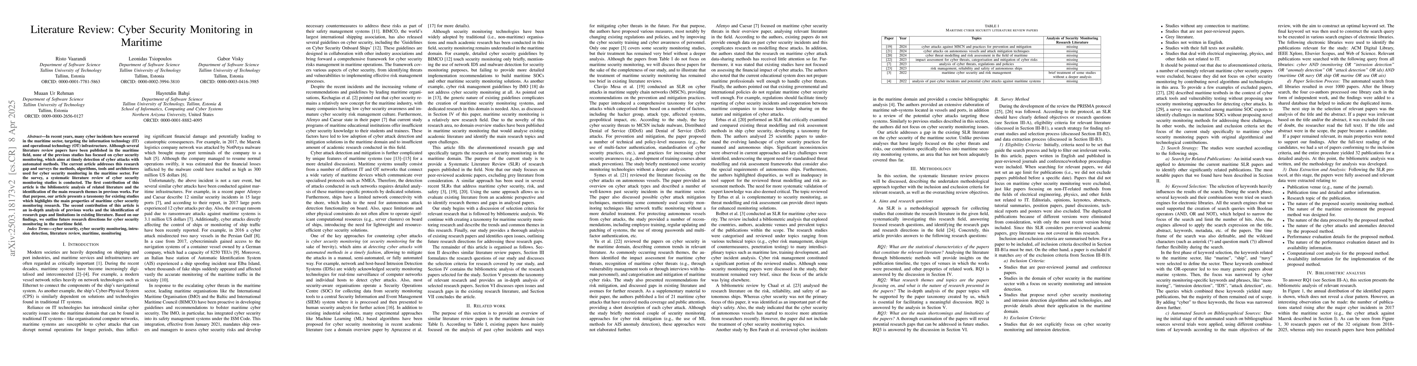 Thumbnail for Literature Review: Cyber Security Monitoring in Maritime