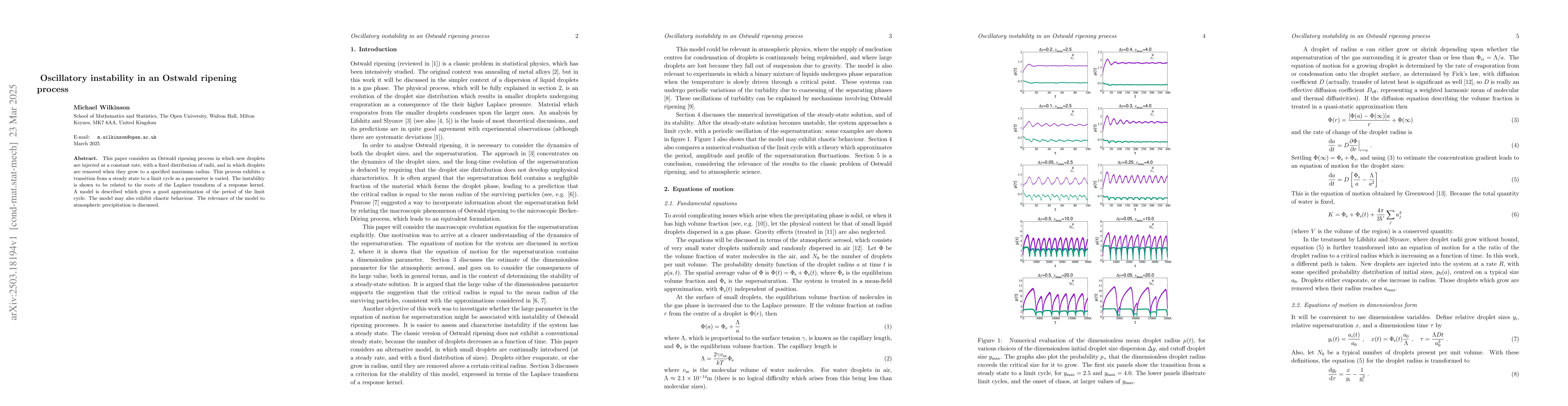 Thumbnail for Oscillatory instability in an Ostwald ripening process