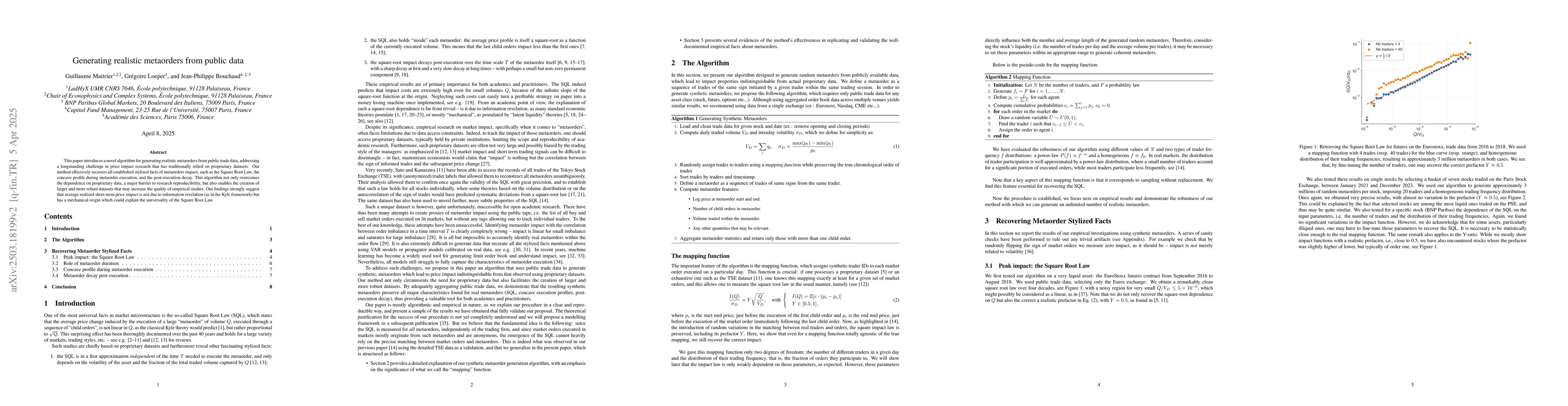 Thumbnail for Generating realistic metaorders from public data