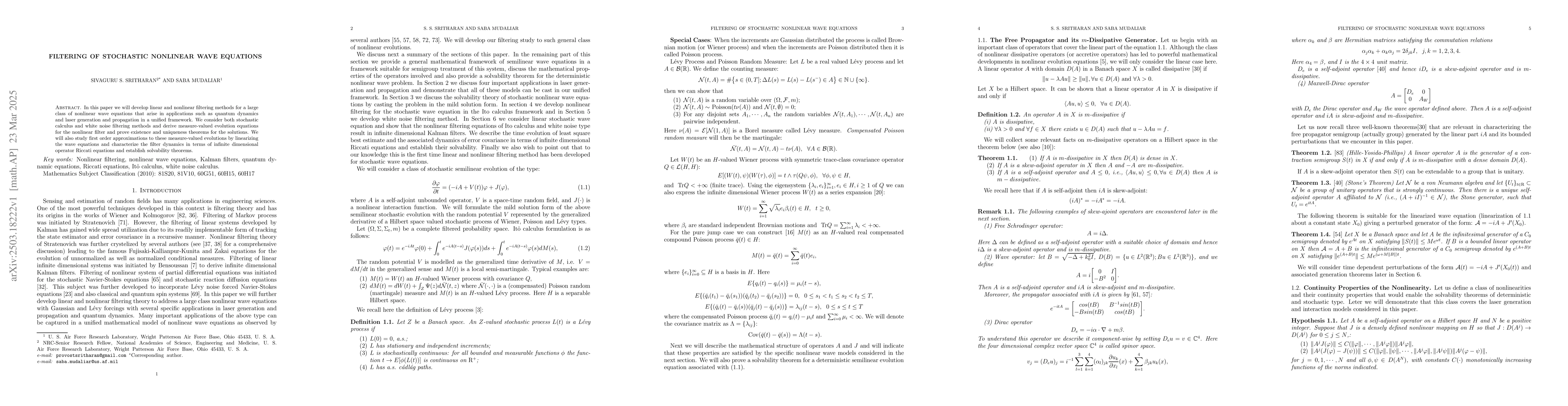 Thumbnail for Filtering of Stochastic Nonlinear Wave Equations