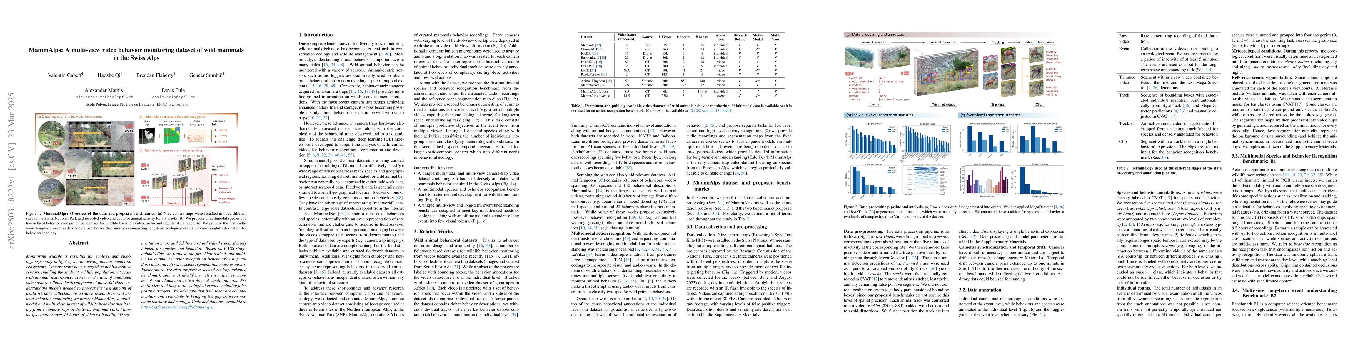 Thumbnail for MammAlps: A multi-view video behavior monitoring dataset of wild mammals
  in the Swiss Alps