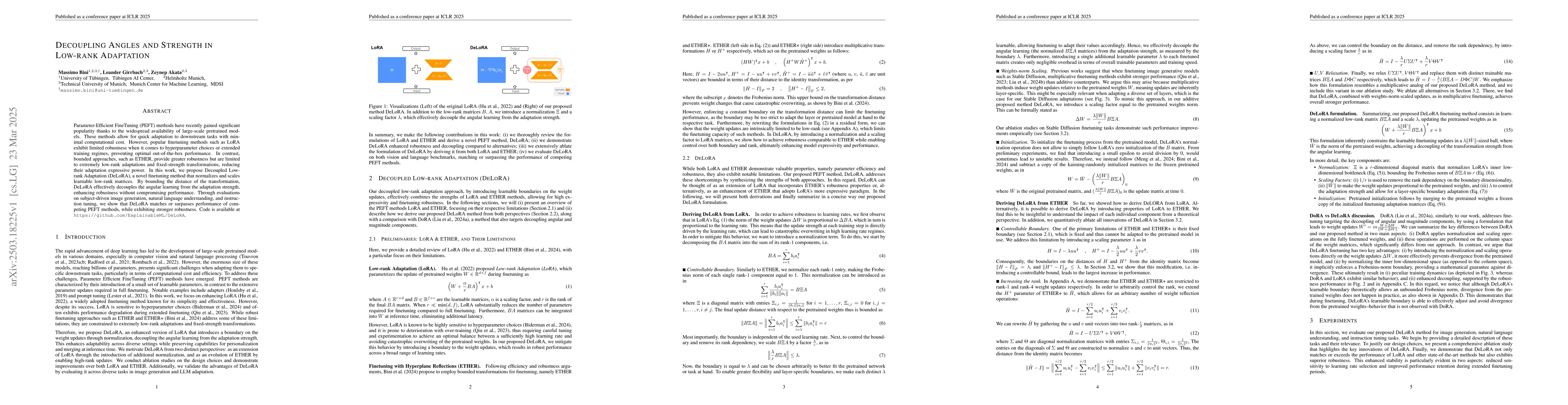 Thumbnail for Decoupling Angles and Strength in Low-rank Adaptation