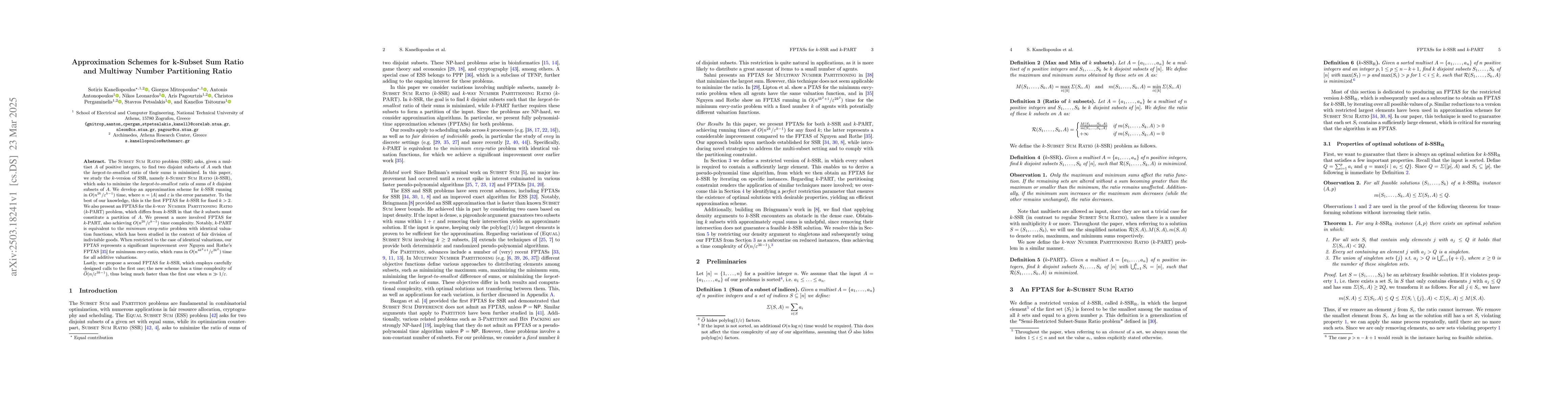 Thumbnail for Approximation Schemes for k-Subset Sum Ratio and Multiway Number
  Partitioning Ratio
