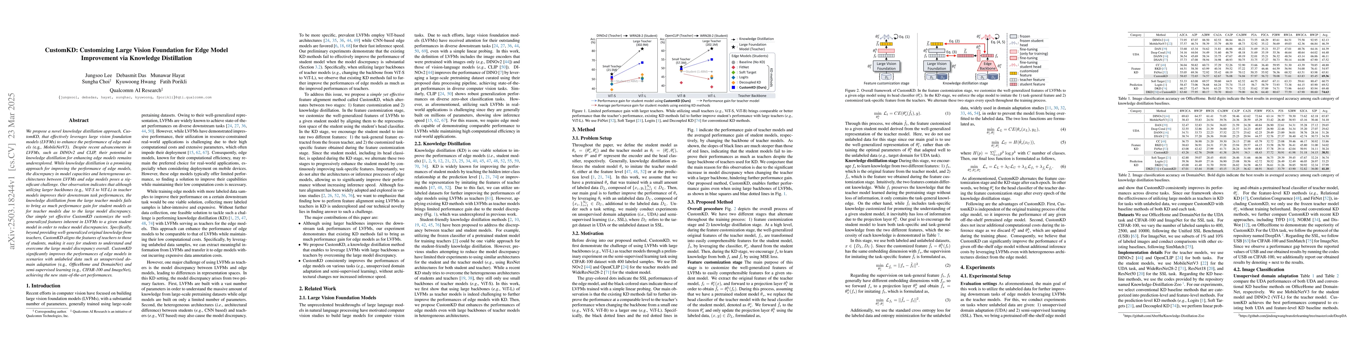 Thumbnail for CustomKD: Customizing Large Vision Foundation for Edge Model Improvement
  via Knowledge Distillation