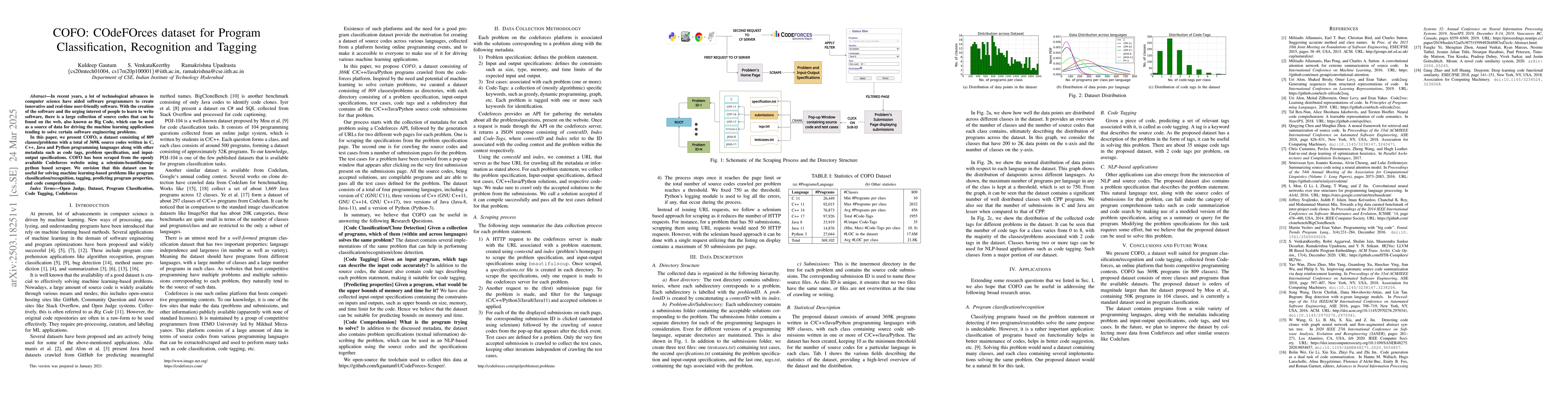 Thumbnail for COFO: COdeFOrces dataset for Program Classification, Recognition and
  Tagging