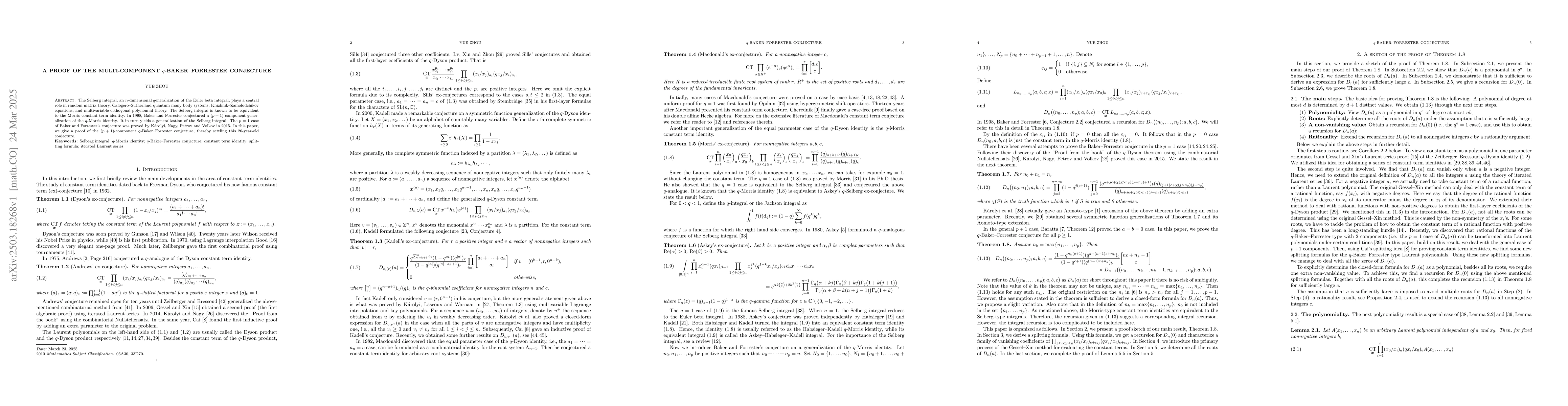 Thumbnail for A proof of the multi-component $q$-Baker--Forrester conjecture