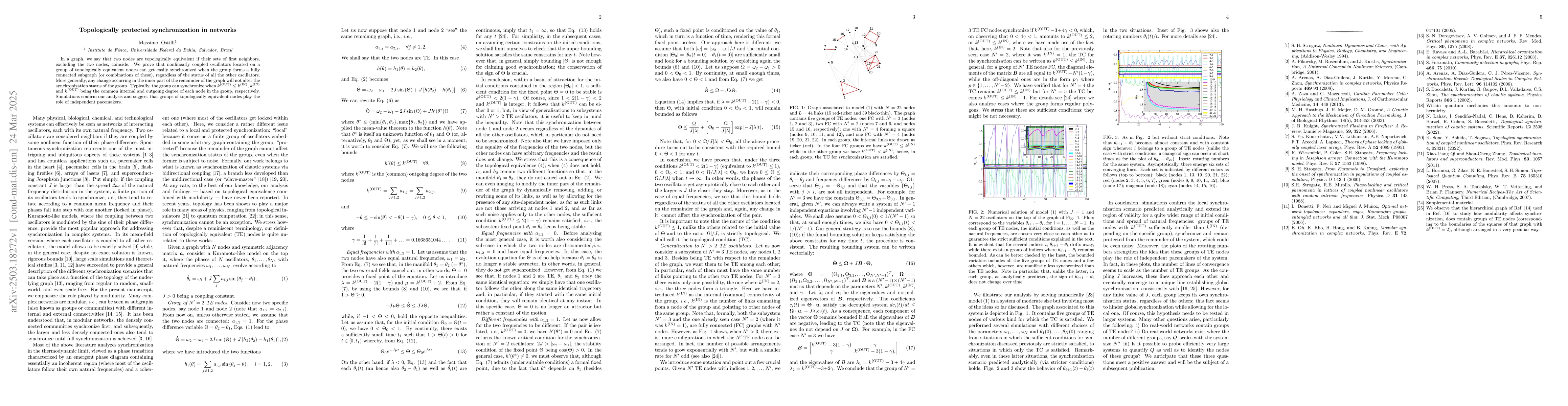 Thumbnail for Topologically protected synchronization in networks