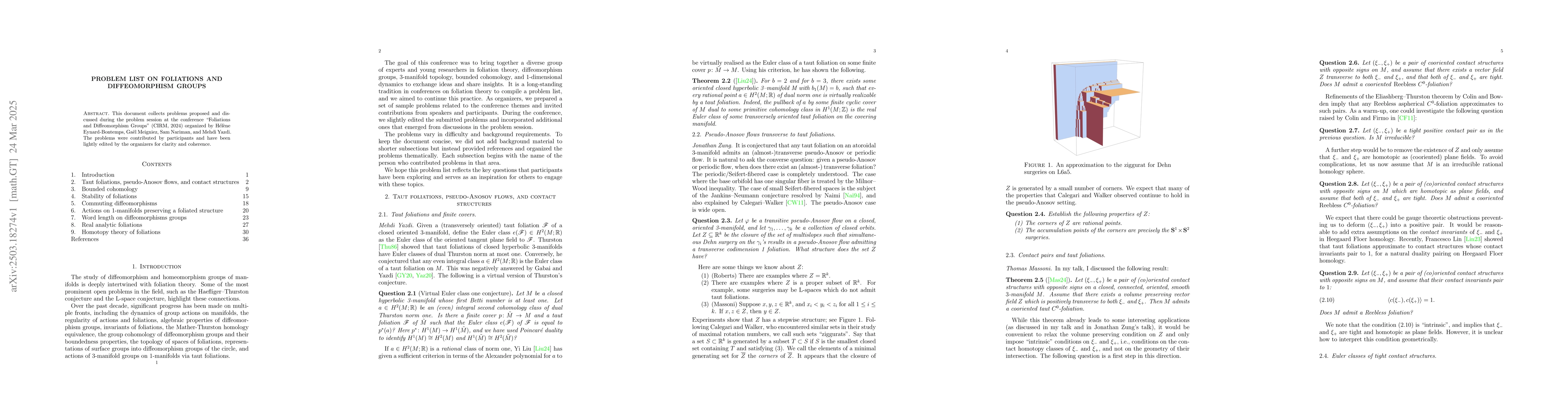 Thumbnail for Problem list on Foliations and Diffeomorphism groups