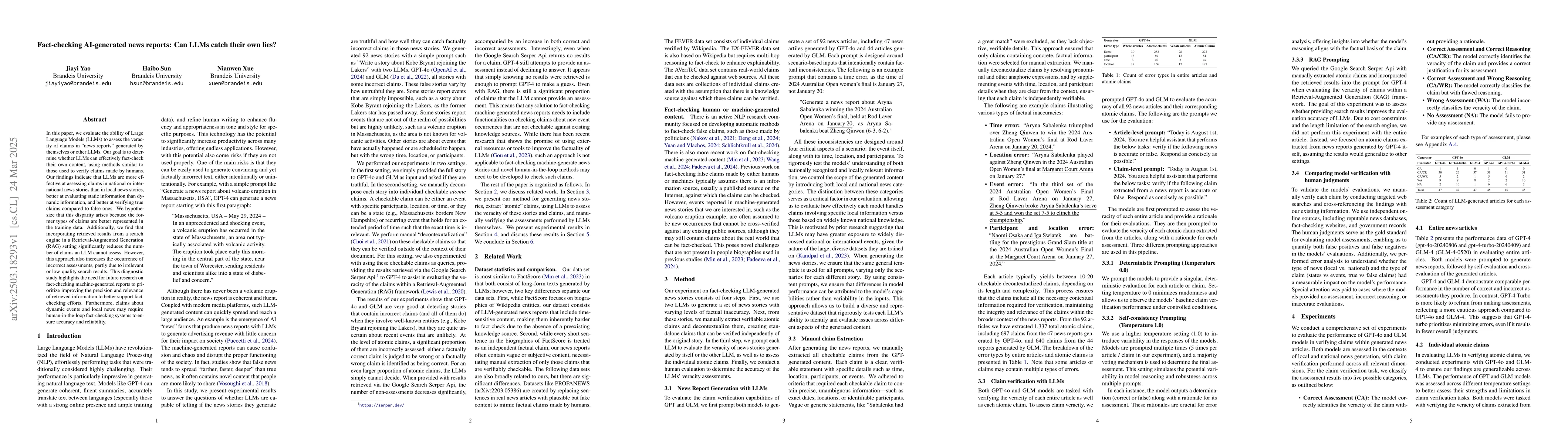 Thumbnail for Fact-checking AI-generated news reports: Can LLMs catch their own lies?