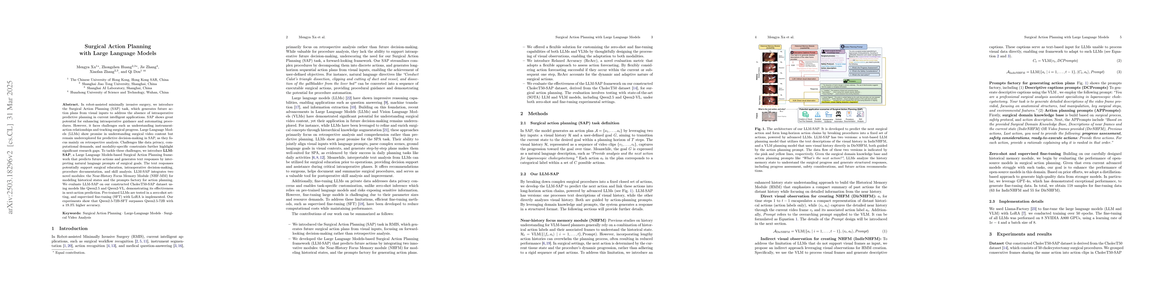 Thumbnail for Surgical Action Planning with Large Language Models