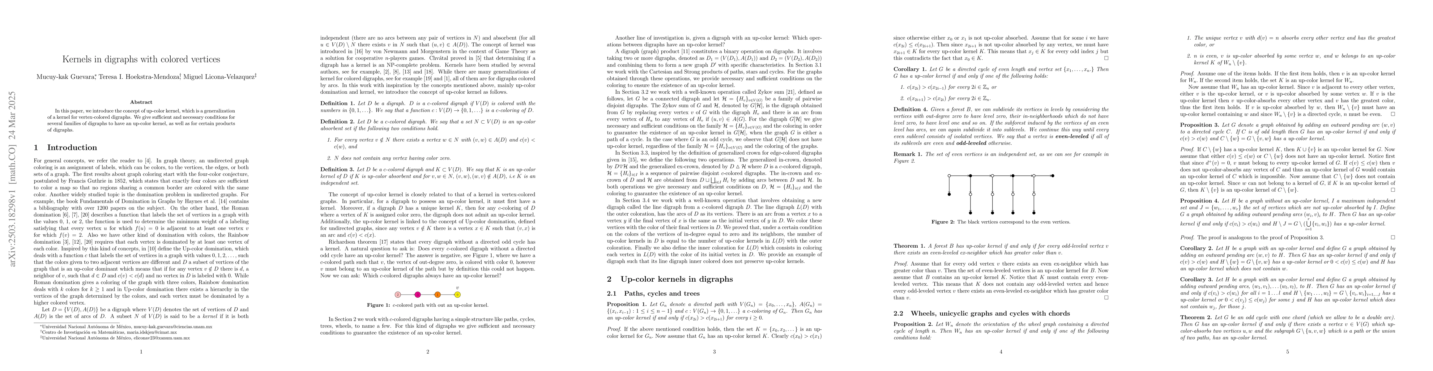 Thumbnail for Kernels in digraphs with colored vertices