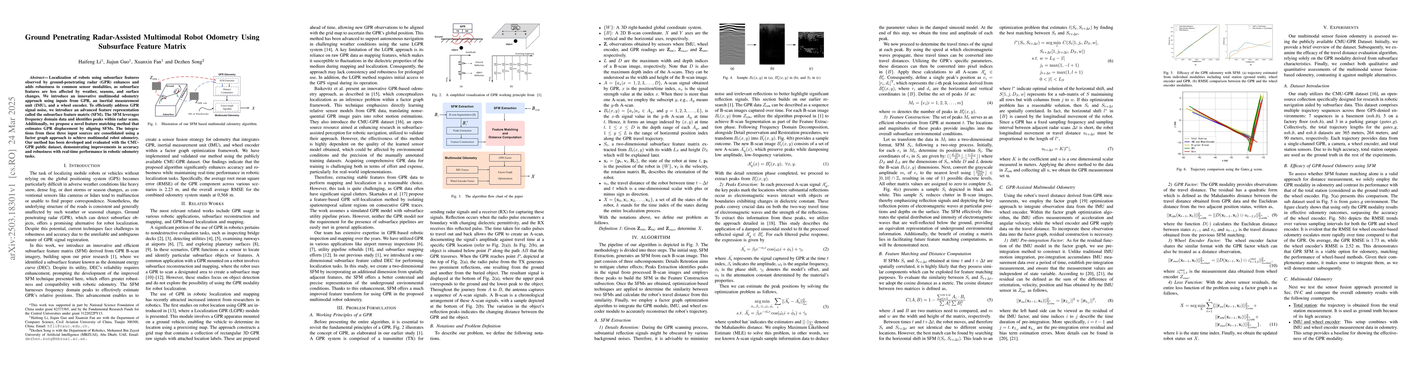 Thumbnail for Ground Penetrating Radar-Assisted Multimodal Robot Odometry Using
  Subsurface Feature Matrix