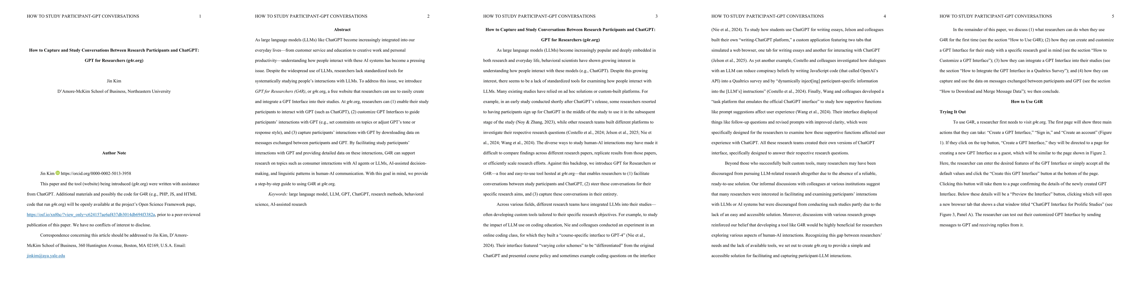 Thumbnail for How to Capture and Study Conversations Between Research Participants and
  ChatGPT: GPT for Researchers (g4r.org)