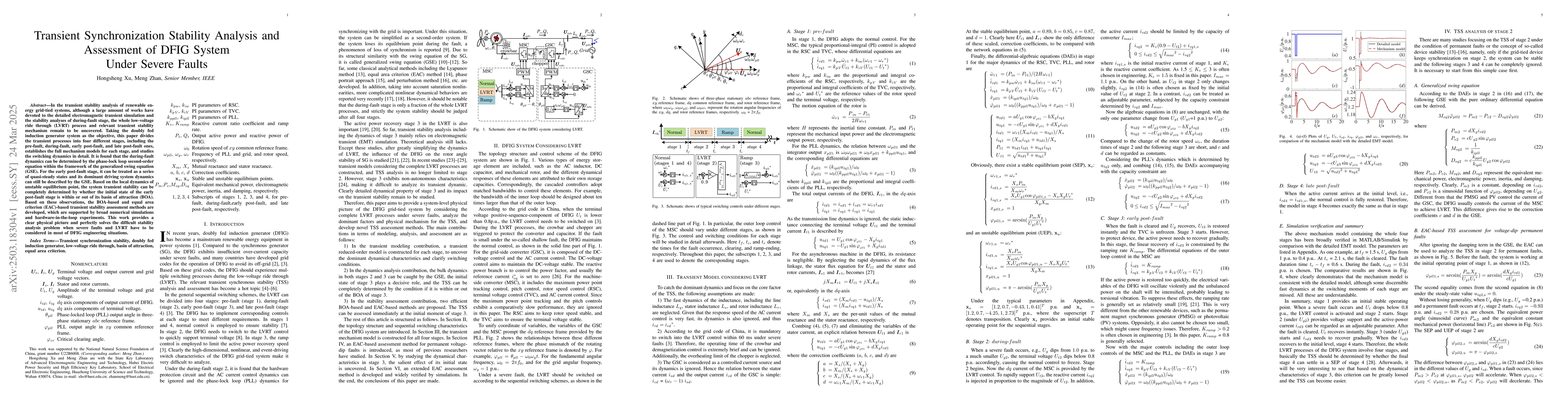 Thumbnail for Transient synchronization stability analysis and assessment of DFIG
  system under severe faults