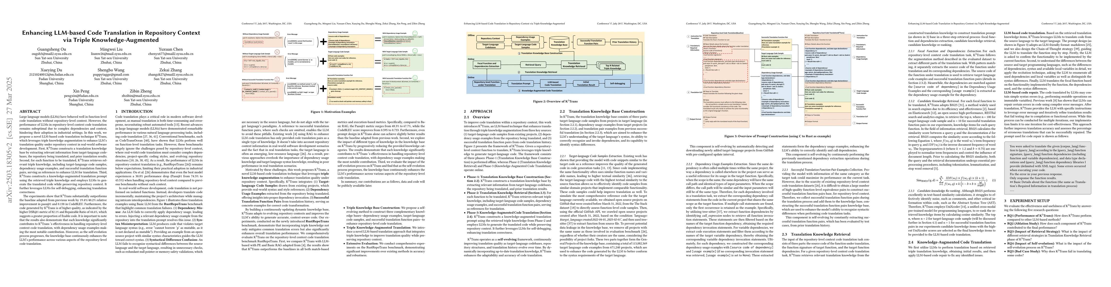 Thumbnail for Enhancing LLM-based Code Translation in Repository Context via Triple
  Knowledge-Augmented
