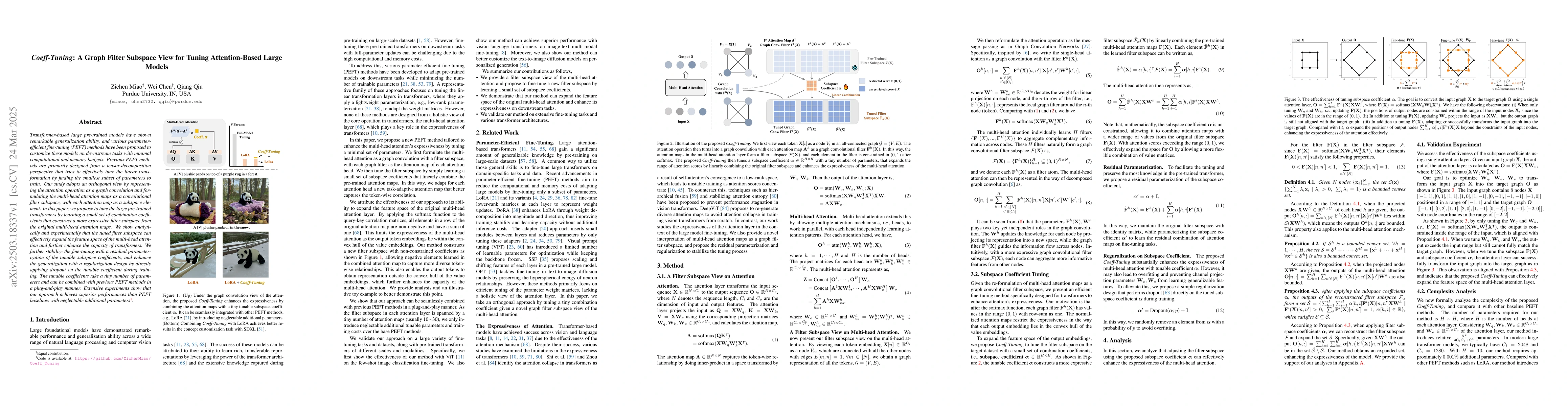 Thumbnail for Coeff-Tuning: A Graph Filter Subspace View for Tuning Attention-Based
  Large Models