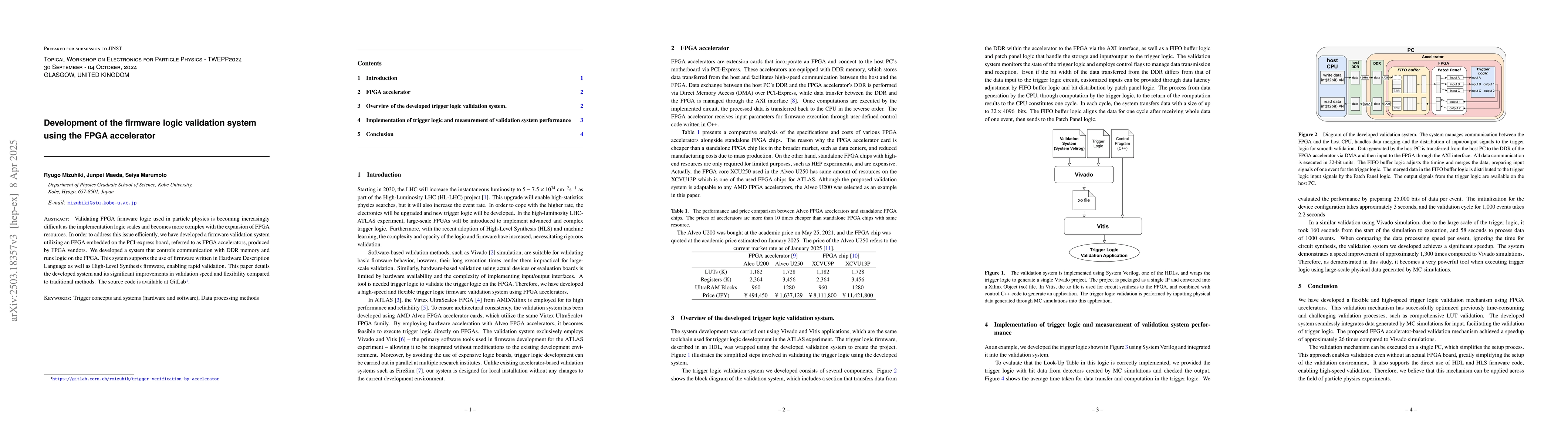 Thumbnail for Development of the firmware logic validation system using the FPGA
  accelerator