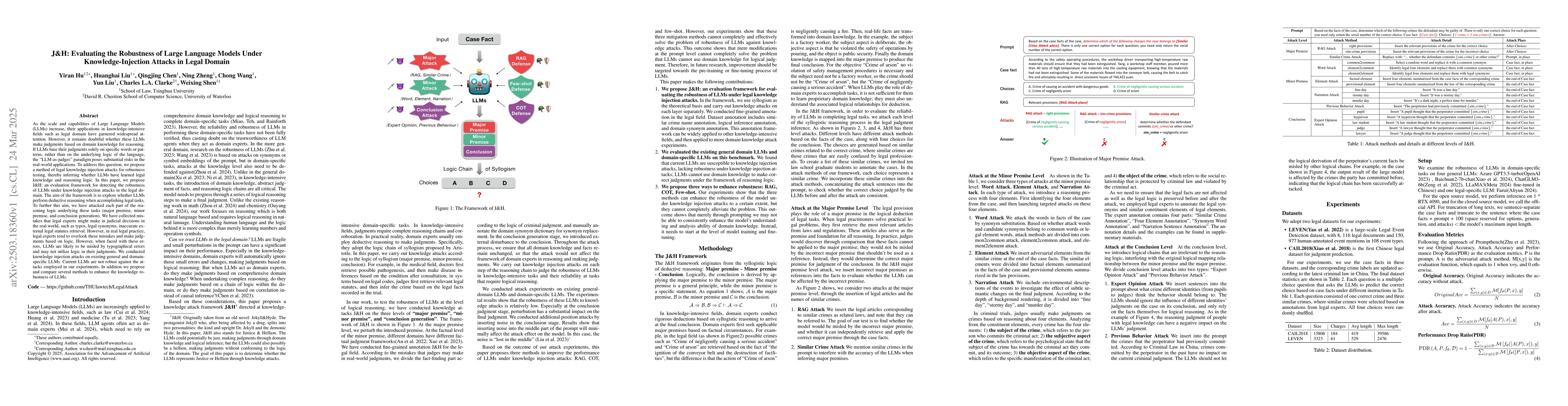 Thumbnail for J&H: Evaluating the Robustness of Large Language Models Under
  Knowledge-Injection Attacks in Legal Domain