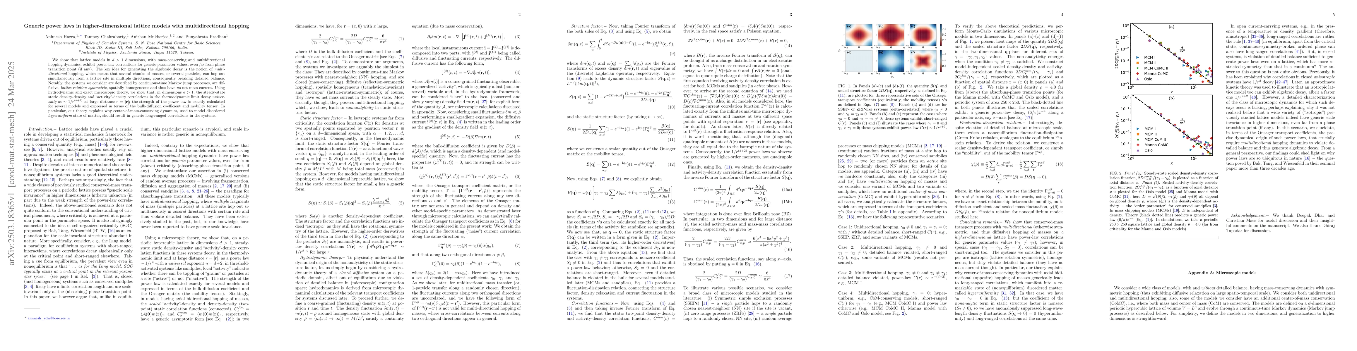 Thumbnail for Generic power laws in higher-dimensional lattice models with
  multidirectional hopping