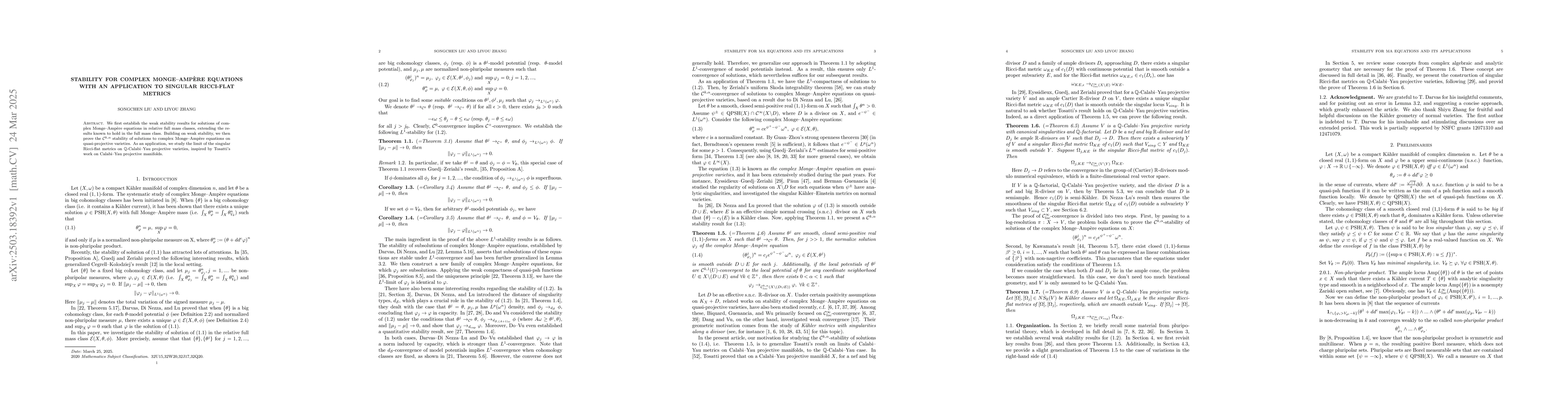 Thumbnail for Stability for complex Monge-AmpĂ¨re equations with an application to
  singular Ricci-flat metrics