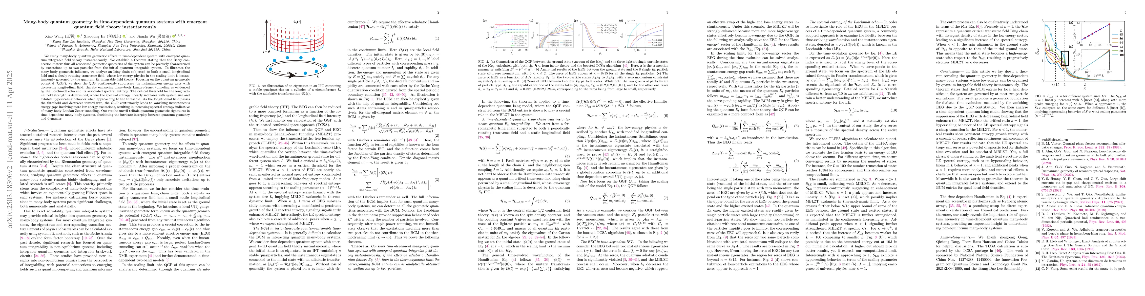 Thumbnail for Quantum Geometry and Many-Body Landau-Zener Tunneling in Time-dependent
  Quantum Systems with Instantaneous Quantum Integrability