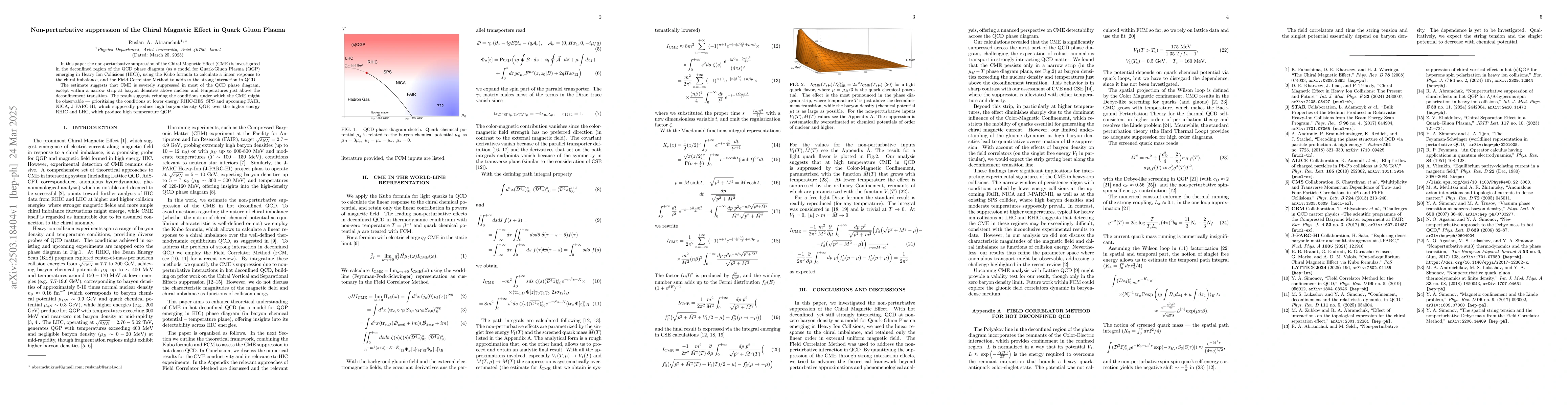 Thumbnail for Non-perturbative suppression of the Chiral Magnetic Effect in Quark
  Gluon Plasma