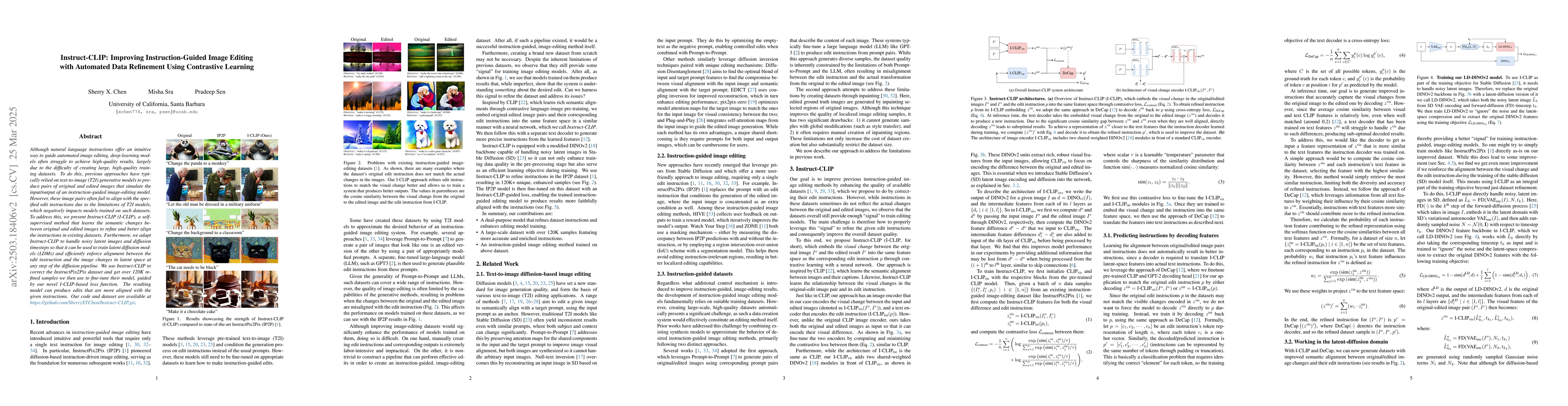 Thumbnail for Instruct-CLIP: Improving Instruction-Guided Image Editing with Automated
  Data Refinement Using Contrastive Learning