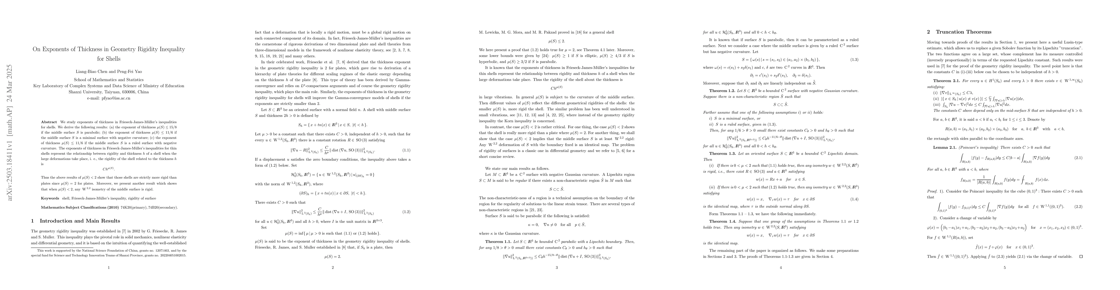 Thumbnail for On Exponents of Thickness in Geometry Rigidity Inequality for Shells