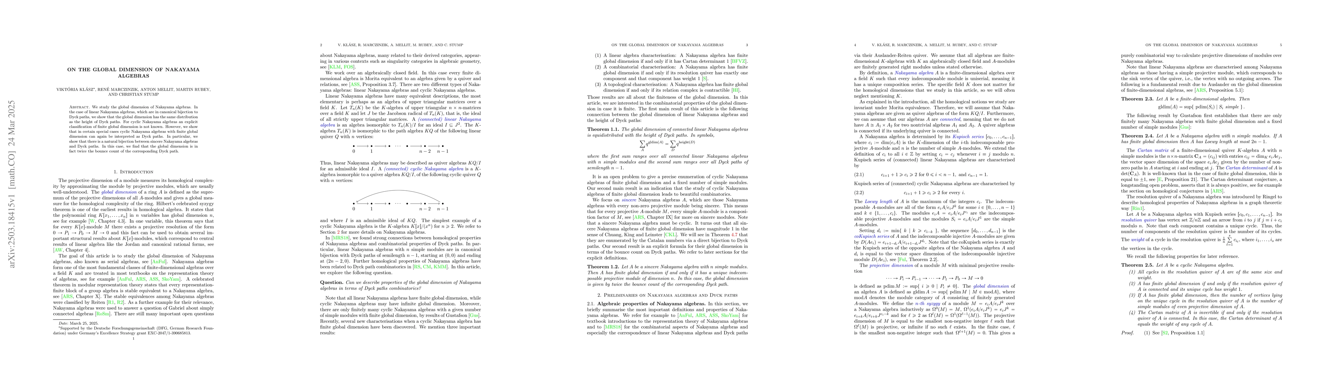 Thumbnail for On the global dimension of Nakayama algebras