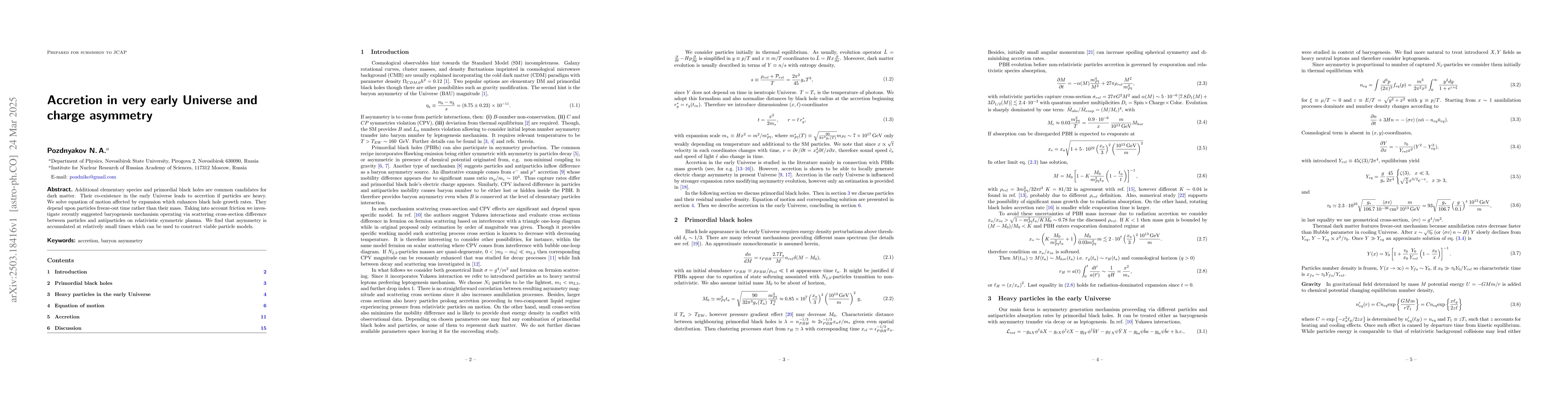 Thumbnail for Accretion in very early Universe and charge asymmetry