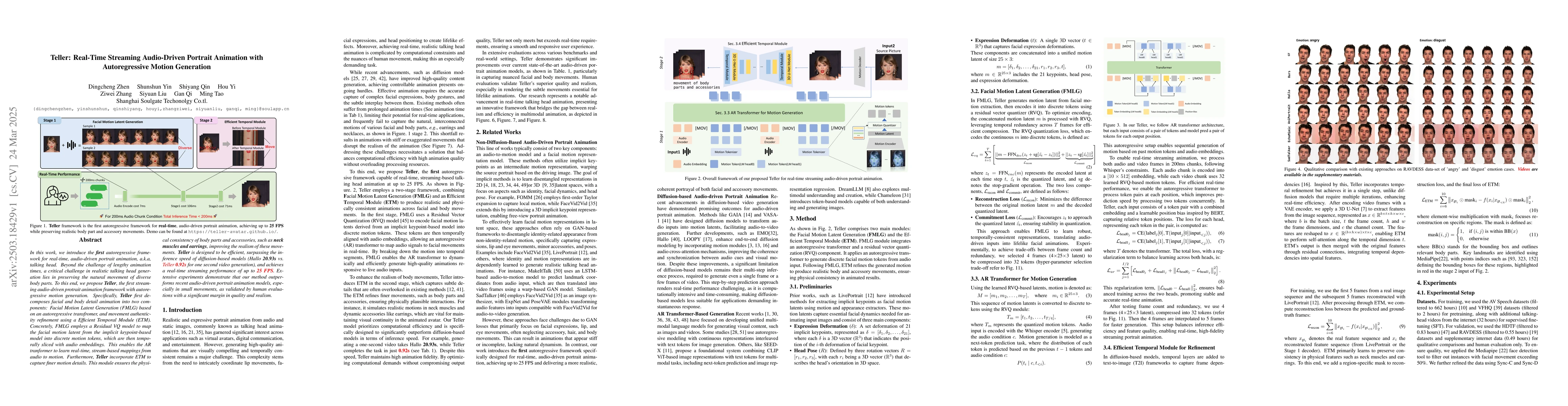 Thumbnail for Teller: Real-Time Streaming Audio-Driven Portrait Animation with
  Autoregressive Motion Generation