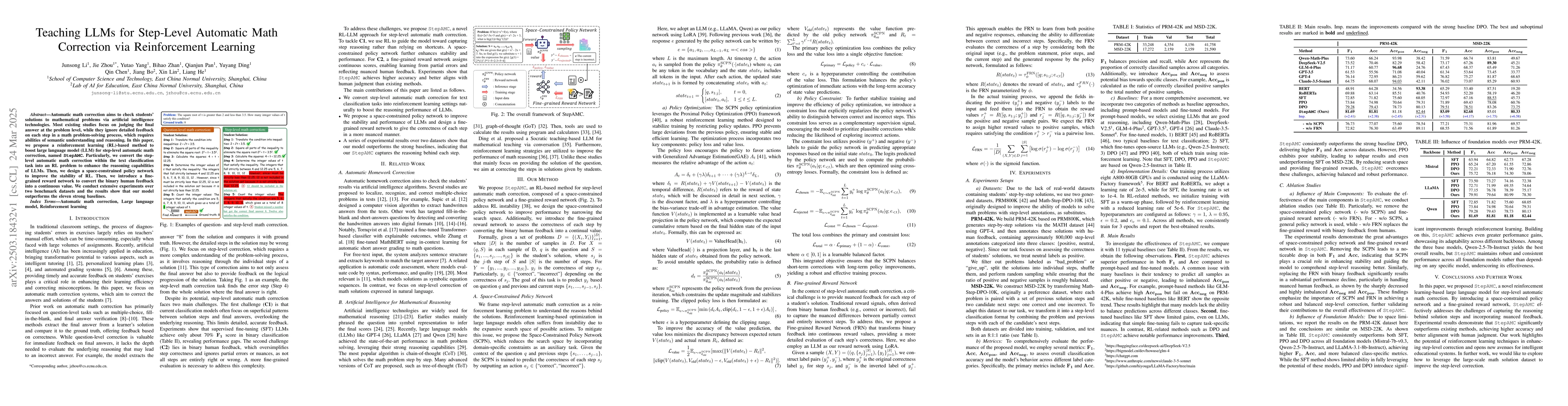 Thumbnail for Teaching LLMs for Step-Level Automatic Math Correction via Reinforcement
  Learning