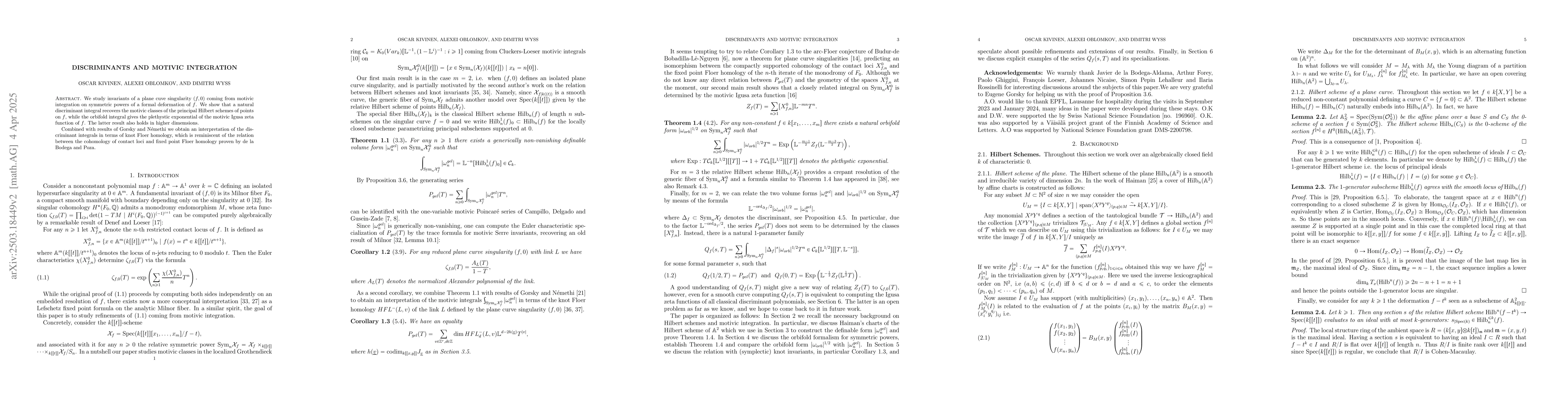 Thumbnail for Discriminants and motivic integration