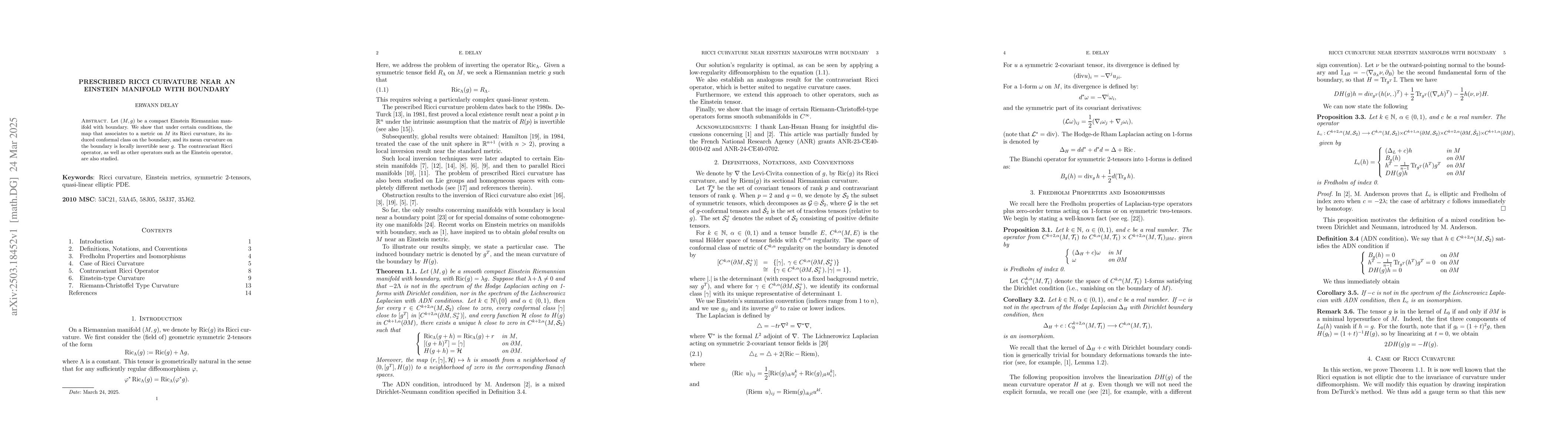 Thumbnail for Prescribed Ricci curvature near an Einstein manifold with boundary