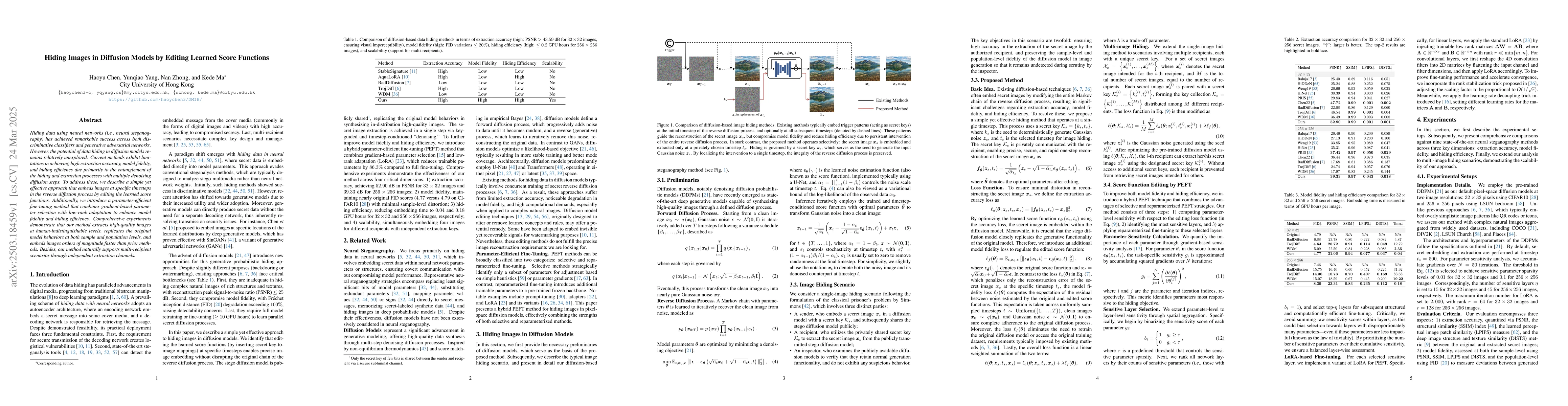 Thumbnail for Hiding Images in Diffusion Models by Editing Learned Score Functions