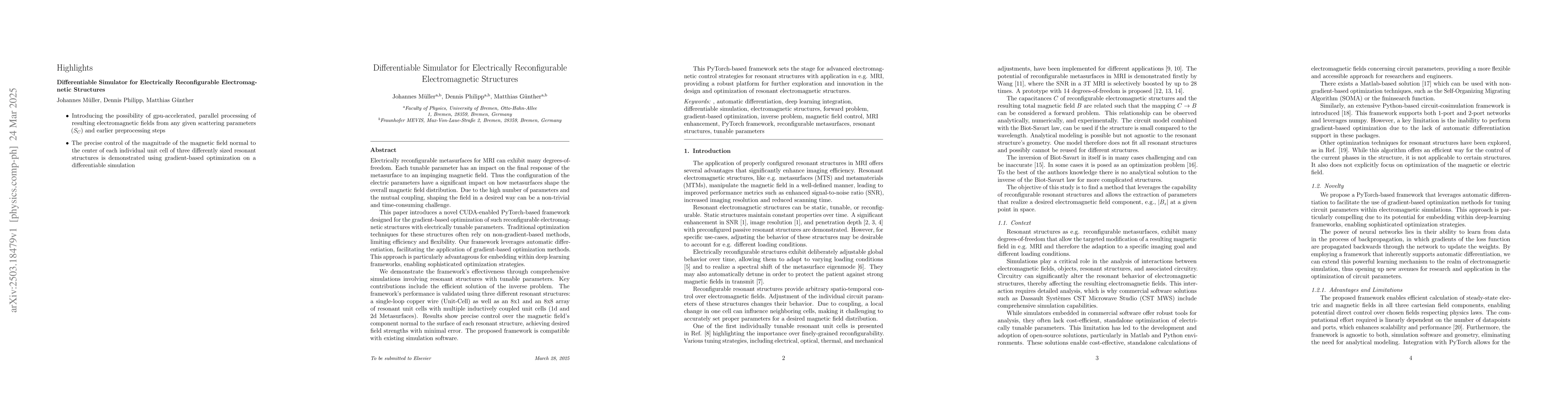 Thumbnail for Differentiable Simulator for Electrically Reconfigurable Electromagnetic
  Structures