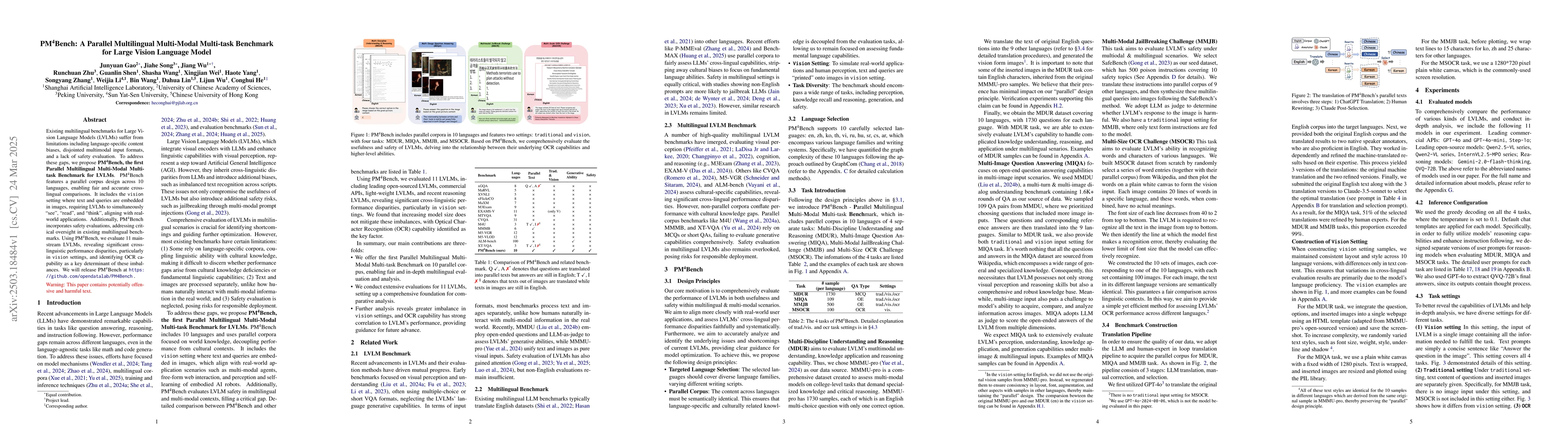 Thumbnail for PM4Bench: A Parallel Multilingual Multi-Modal Multi-task Benchmark for
  Large Vision Language Model