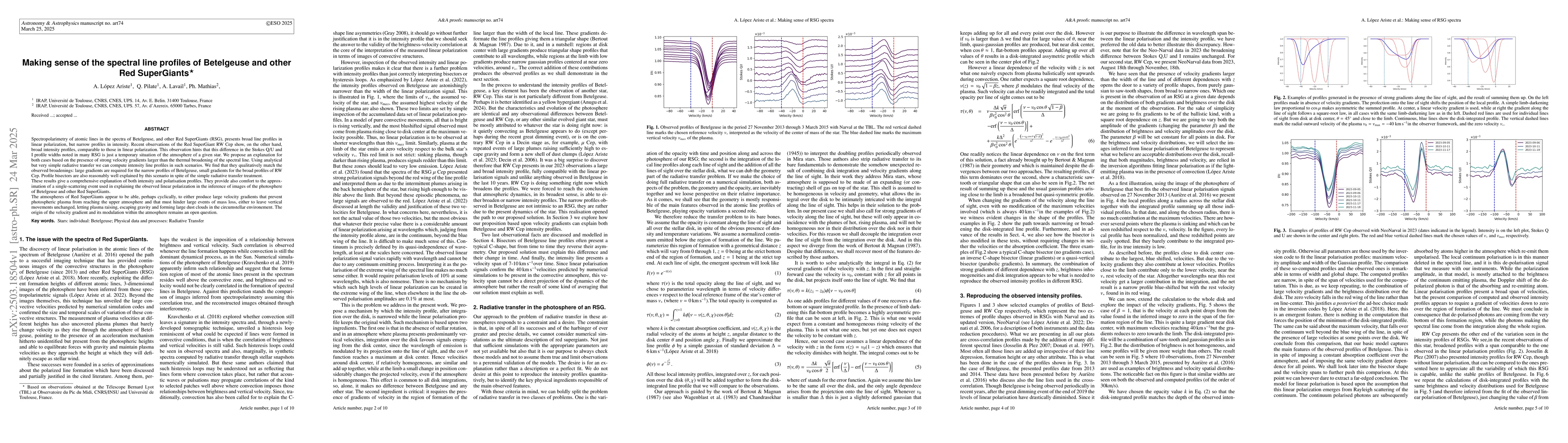 Thumbnail for Making sense of the spectral line profiles of Betelgeuse and other Red
  SuperGiants