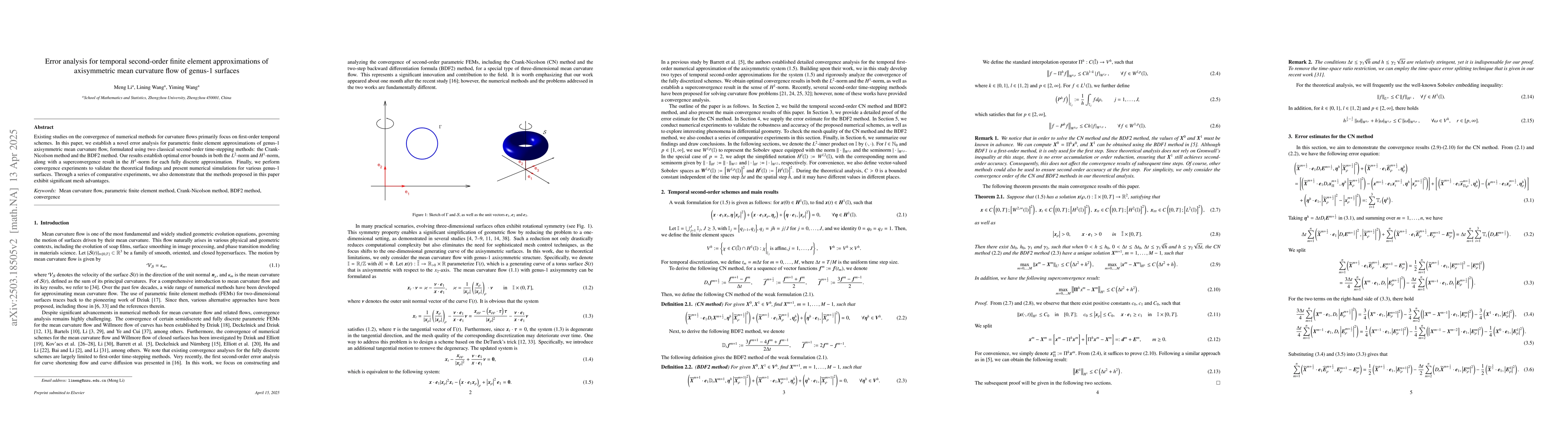 Thumbnail for Error analysis for temporal second-order finite element approximations
  of axisymmetric mean curvature flow of genus-1 surfaces